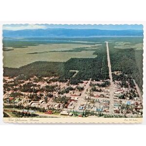 West Yellowstone, Montana MT Aerial Town View Street Scene Continental Postcard